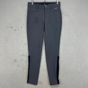 Kerrits Womens Fleece Lined Equestrian Riding Breeches Gray Silicone Grip Large